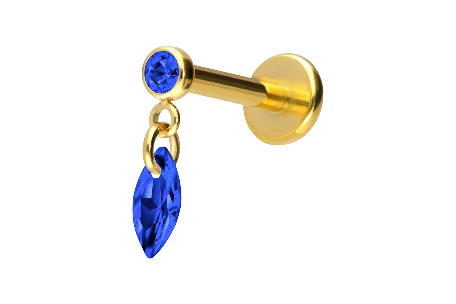 Titan Labret Piercing mit Push Fit KRISTALLOVAL